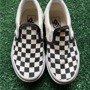 Vans Kids Checkered Slip-On Sneakers - Black and Cream